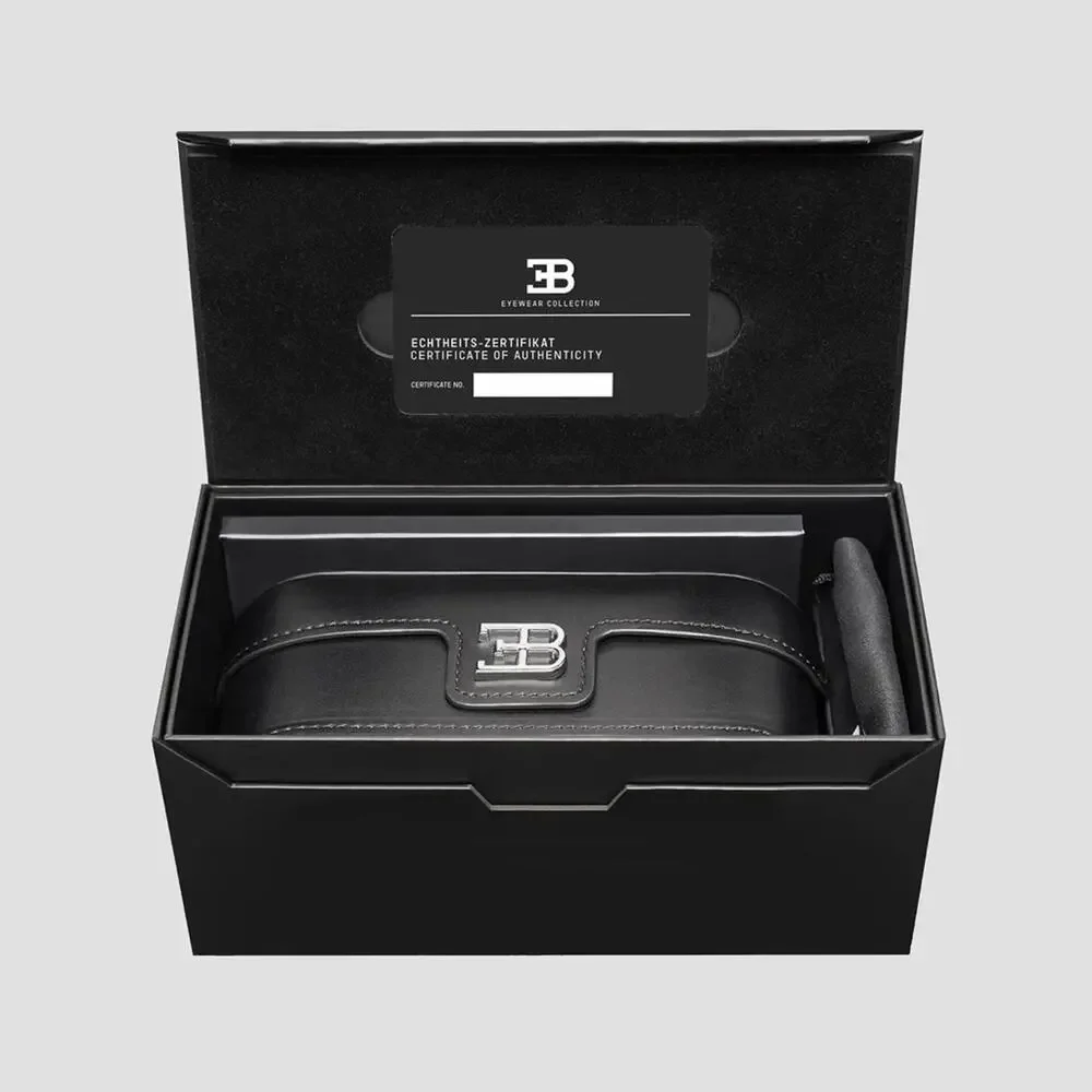 New! BUGATTI 08-GM/WG Stylish Gunmetal White Gold Sunglasses, Authentic